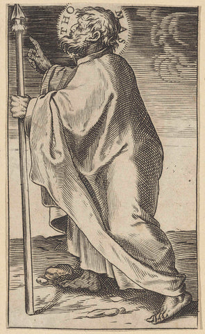 Apostle Tomas with a spear, Agostino Carracci, 1583 Canvas Print