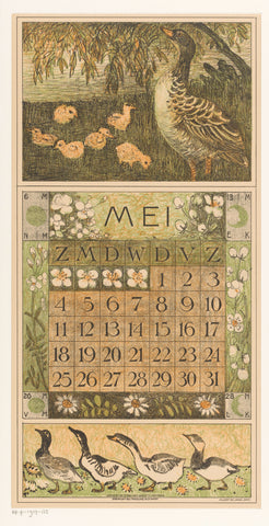 Calendar sheet may goose with boy, Theo van Hoytema, 1912 Canvas Print