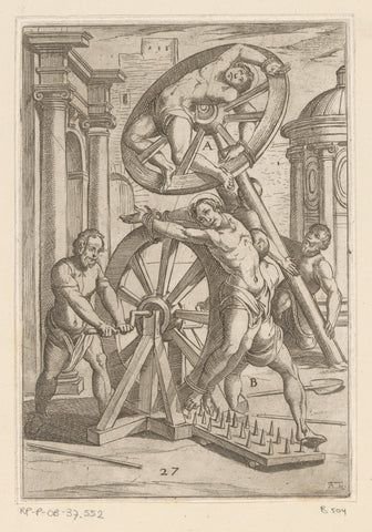 Torture with sharp points and wheels, Antonio Tempesta, 1565 - 1630 Canvas Print