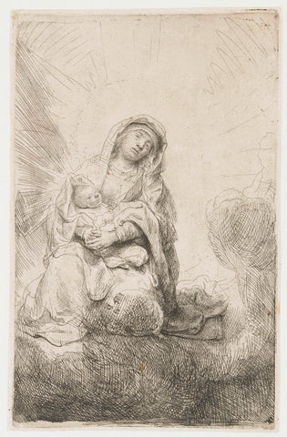 The Virgin and Child in the Clouds, Rembrandt van Rijn, 1641 Canvas Print