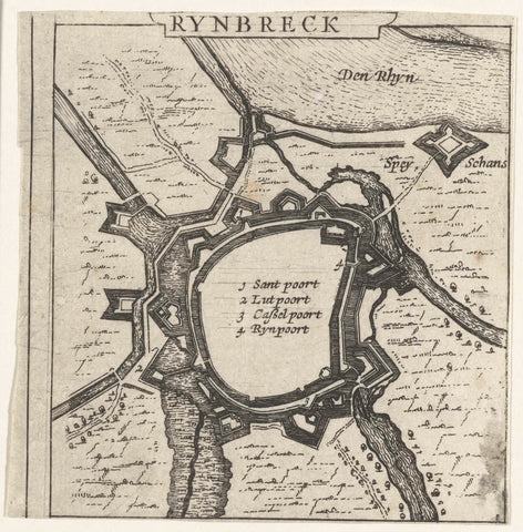 Map of Rijnberg, 1631-1632, anonymous, 1632 - 1649 Canvas Print