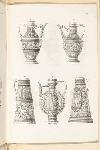 Jugs of stoneware, plate IV, Charles Onghena, 1827 - 1829 Canvas Print