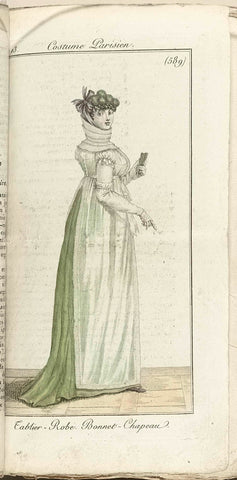 Journal des Dames et des Modes, Costume Parisien, 1805, Year 13 (589) Apron-Robe. Bonnet-Chapeau, anonymous, 1805 Canvas Print