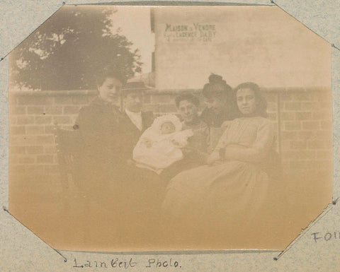 Group portrait of four adults and two children, probably in France, Lambert, c. 1890 - c. 1900 Canvas Print