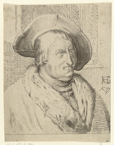 Portrait of an old man with hat, anonymous, 1652 - 1702 Canvas Print