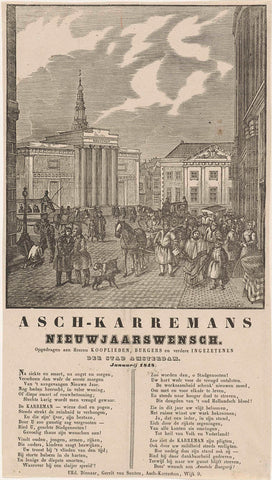 New Year's wish of the Amsterdam ash cartmen for the year 1848, Dirk Wijbrand Tollenaar, 1847 - 1848 Canvas Print