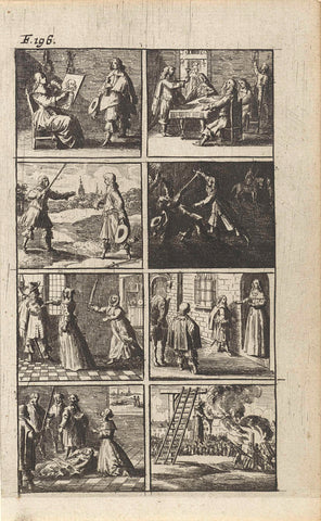 Story with scenes of murder and the death penalty (F. 196), Abraham Dircksz. Santvoort, 1667 Canvas Print