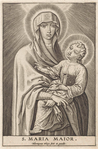 Maria with the Christ Child, Hieronymus Wierix, 1563 - before 1619 Canvas Print