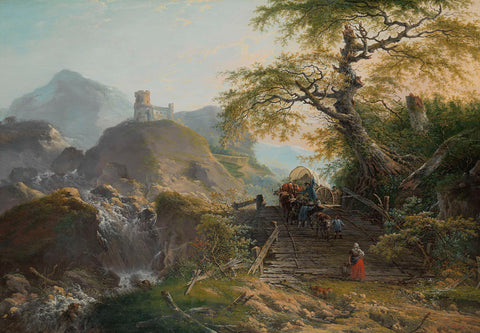 Mountainous Landscape near Düsseldorf, Gerard van Nijmegen, 1790 Canvas Print