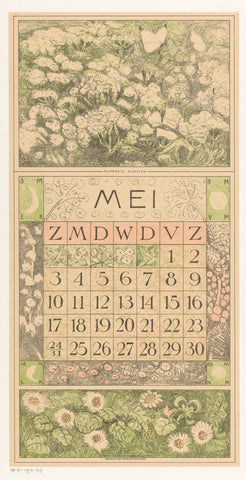 Calendar sheet May with mad chervil, Theo van Hoytema, 1913 Canvas Print