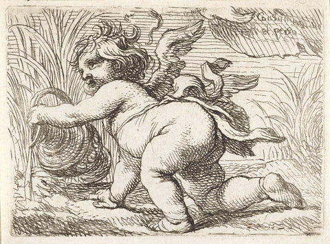 Kneeling putto with water jug, Cornelis Schut (I), 1618 - 1655 Canvas Print