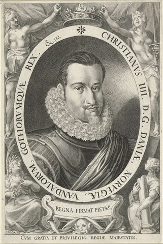 Portret van koning Christiaan IV van Denemarken en Noorwegen, Jan Harmensz. Muller, 1604 - 1608 Canvas Print