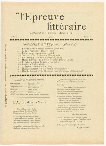 Tijdschrift L'Epreuve, L'Epreuve, 1895 Canvas Print