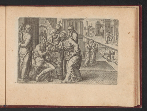 Healing of the blindborn, Philips Galle (workshop of), 1573 Canvas Print