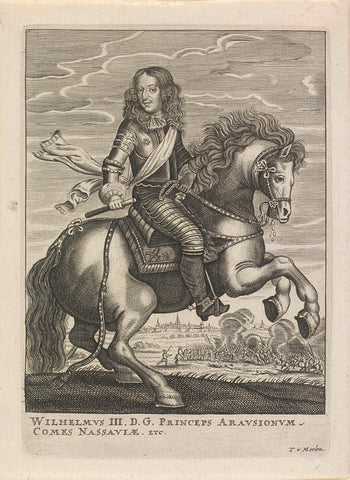 Equestrian portrait of William III, Prince of Orange, anonymous, 1670 - 1672 Canvas Print