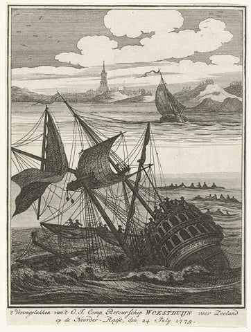 Shipwreck of the Woestduin, 1779, anonymous, 1779 Canvas Print