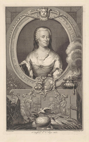 Portrait of Maria Louisa of Hesse-Kassel, Jacob Houbraken, 1751 Canvas Print