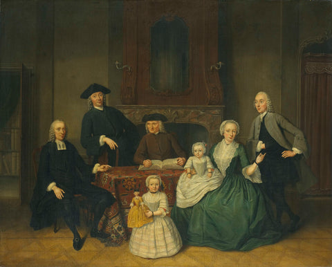 Portrait of the Brak Family, Amsterdam Mennonites, Tibout Regters, 1752 Canvas Print