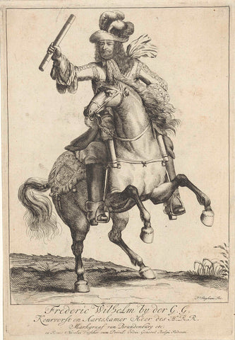 Equestrian portrait of Frederick William, Elector of Brandenburg, Pieter Stevens (mentioned in 1689), 1640 - 1688 Canvas Print