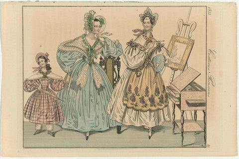 Journal des Dames et des Modes, edition Frankfurt 1835, Costumes Parisiens, (21), Monogrammist M (Italy; 16th century), 1835 Canvas Print