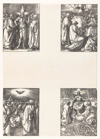 Unbelieving Thomas, Ascension, Pentecost, Last Judgement, Albrecht Dürer, 1510 Canvas Print