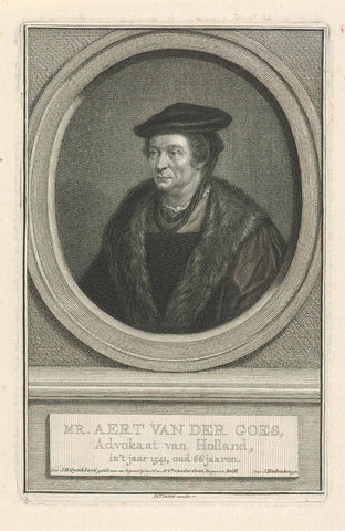 Portrait of Aart van der Goes, Jacob Houbraken, in or before 1752 Canvas Print