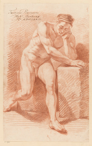 Seated male nude, seen from the front (3rd prize 1772), Wybrand Hendriks, 1772 Canvas Print