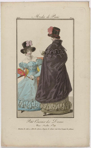 Petit Courrier des Dames, 1823, No. 109 : Coat of satin with velvet collar; (...), anonymous, 1823 Canvas Print