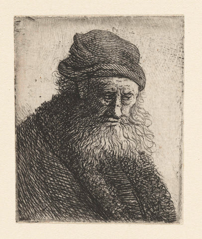 Bearded man with short wavy hair: bust, Rembrandt van Rijn, c. 1631 Canvas Print