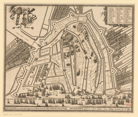 Map of Amsterdam, 1585, anonymous, c. 1671 - c. 1680 Canvas Print