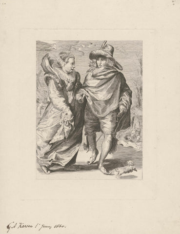 Skating man and woman, G.A. Karsen, 1860 Canvas Print