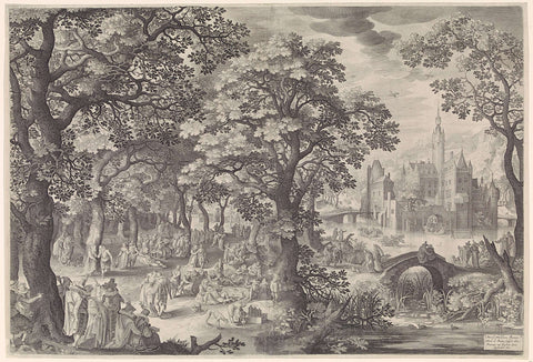 Feast in a Forest, Nicolaes de Bruyn, 1642 - 1665 Canvas Print