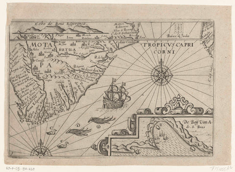 Map of the Cape of Good Hope, 1595, anonymous, 1646 Canvas Print