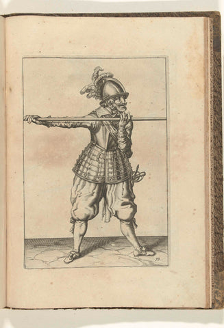 Soldaat die zijn spies met beide handen horizontaal op schouderhoogte draagt (nr. 19), ca. 1600, Jacob de Gheyn (II) (workshop of), 1597 - 1608 Canvas Print