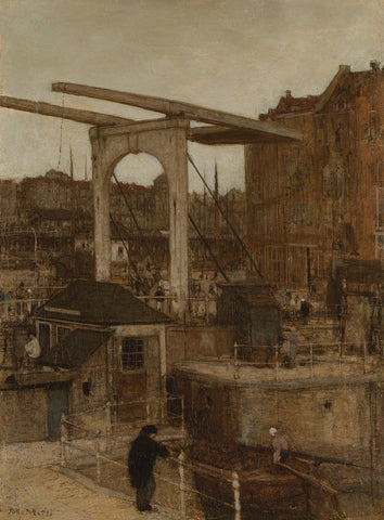 The Nieuwe Haarlemse Sluis at the Singel, known as ‘Souvenir d’Amsterdam’, Matthijs Maris, 1871 Canvas Print