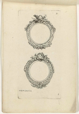 Two circular frames, P.J. Bertren, 1768 Canvas Print