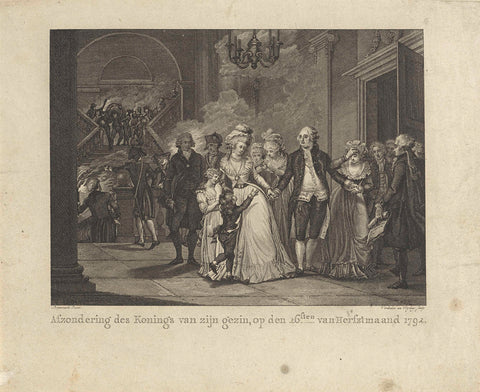 Louis XVI says goodbye to his family, 1792, Reinier Vinkeles (I), 1792-1794 Canvas Print