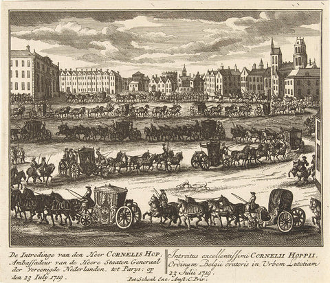 Entry of Cornelis Hop as ambassador at Paris, 23 June 1719, Leonard Schenk, 1719 - 1720 Canvas Print