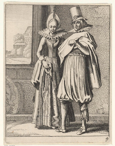 Elegantly dressed pair D, Jan van de Velde (II), 1603 - 1652 Canvas Print