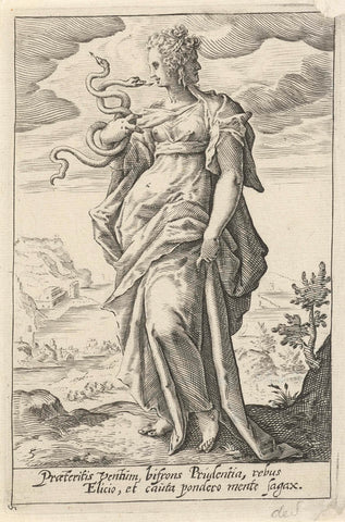 Voorzichtigheid (Prudentia), Jacob Matham (attributed to), 1601 - 1652 Canvas Print