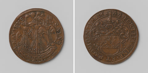 Jan van der Tommen, calculation medal struck by order of the Admiralty of Dunkirk, anonymous, 1644 Canvas Print