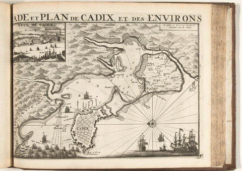 Map of the Battle of Cadiz, 1702, anonymous, 1726 Canvas Print