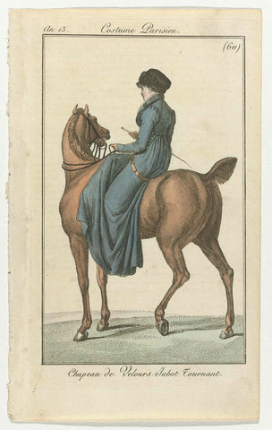 Journal des Dames et des Modes, Costume Parisien, 15 January 1805, Year 13 (611): Chapeau de Velours (...), anonymous, 1805 Canvas Print