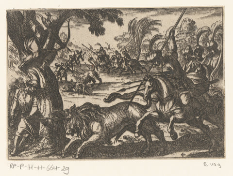 Jacht op bisons, Antonio Tempesta, 1598 Canvas Print