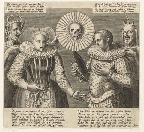 Cartoon on the stiff ruff, ca. 1600, anonymous, 1600 - 1624 Canvas Print