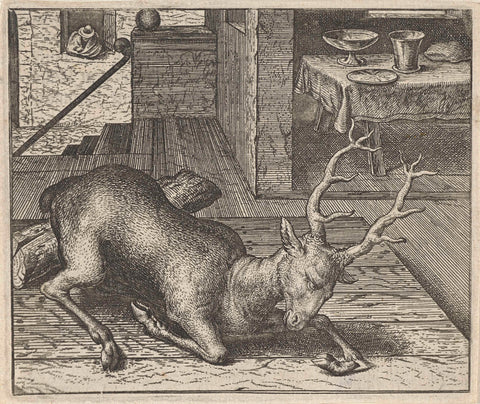 Fable of the Drunk Deer, Aegidius Sadeler, 1608 Canvas Print