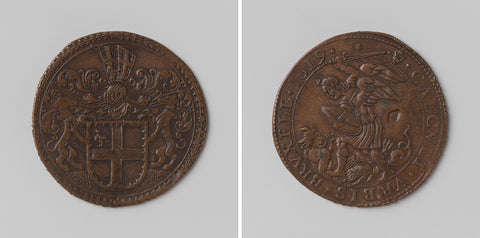 City of Brussels, calculation medal in honour of Engelbert Taye, anonymous, 1619 Canvas Print