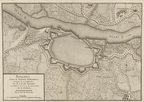 Map of Bumblebee, conquered by the French in 1672, anonymous, 1780 - 1782 Canvas Print