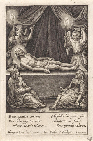 Lamentation of Christ, Antonie Wierix (III), 1606 - before 1619 Canvas Print