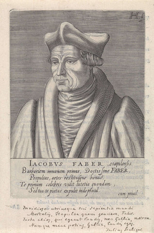 Portrait of Jacques Lefèvre d'Étaples, Hendrick Hondius (I), 1599 Canvas Print